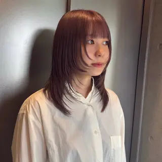 セミロング カラー 柔め透明感血色カラー 暖色/レイヤー/ゆいのヘアスタイル