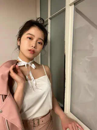 ミディアム カラー パーマ ヘアアレンジ 浅沼 ゆいのヘアスタイル