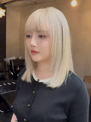 ミディアム ブリーチダブルカラー ハイライト/山本喜熙のヘアスタイル