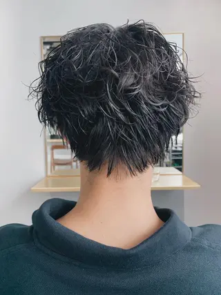 ショート パーマ メンズ ボブパーマコテ巻き風 パーマNo1深江秀平のヘアスタイル