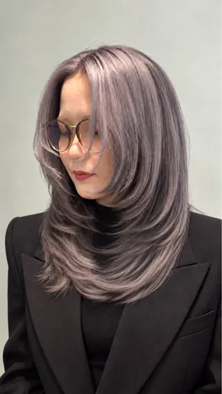 セミロング カラー 笠原 健人のヘアスタイル