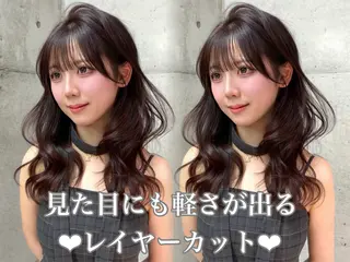 セミロング カラー ヘアセット/レイヤー 縮毛矯正/はるか🎀のヘアスタイル
