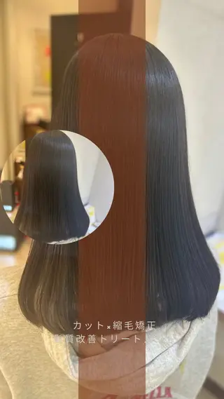 セミロング パーマ 縮毛矯正/髪質改善/ 艶髪ササキナツミのヘアスタイル
