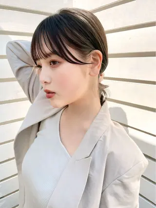 ショート 縮毛矯正/小顔前髪 ボブ 秋本凌汰のヘアスタイル