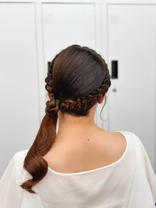 セミロング ヘアアレンジ エクステ￤ツヤカラー ￤アレンジ🖤桃覇のヘアスタイル