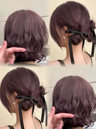 ミディアム カラー 天野 利咲のヘアスタイル
