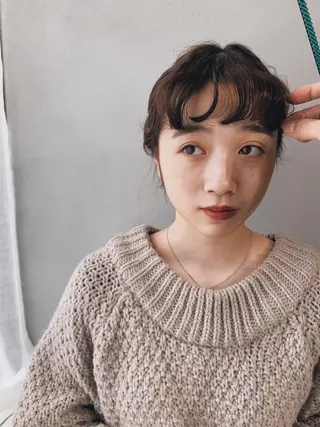 ショート カラー パーマ ヘアアレンジ ボブパーマコテ巻き風 パーマNo1深江秀平のヘアスタイル