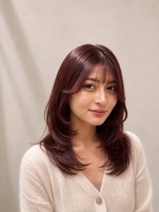 セミロング カラー 髪質改善×艶カラー Haruのヘアスタイル