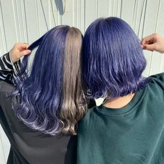 ロング カラー ラベンダー💜 グレージュ🩶のヘアスタイル