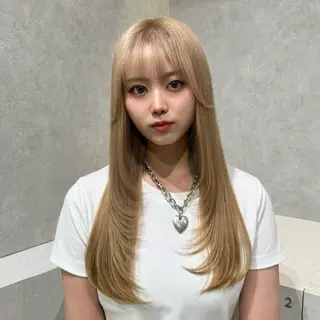 ロング カラー 💗渋谷/韓国/レイ ヤー顔周りSayaのヘアスタイル