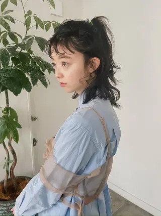 セミロング ヘアアレンジ 藤原 怜央のヘアスタイル
