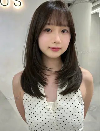 ミディアム カラー 梅田♡顔周りレイヤー /透明感カラー/未来のヘアスタイル