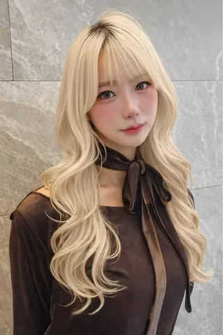 ロング カラー パーマ ヘアアレンジ 🤍韓国風レイヤー/ 艶髪🤍鳥越美羽のヘアスタイル