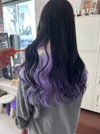 ロング カラー エクステ ハイトーン 💭黒崎ハルカのヘアスタイル
