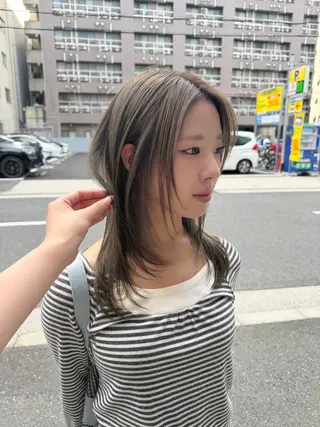 ミディアム Junmi/ﾁｶｼﾂ /堀江のヘアスタイル