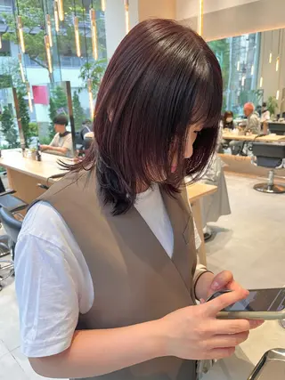 ミディアム カラー minami🪷 暖色カラーのヘアスタイル