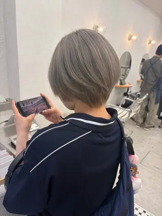 ショート リン🔔ボブ cut まろやかベージュ🤎のヘアスタイル