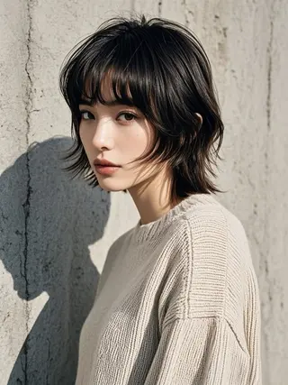 ミディアム ウルフカット 811 大阪梅田 ウルフのヘアスタイル