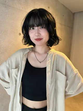 ミディアム カラー お悩み解決パーマ hana🩰のヘアスタイル