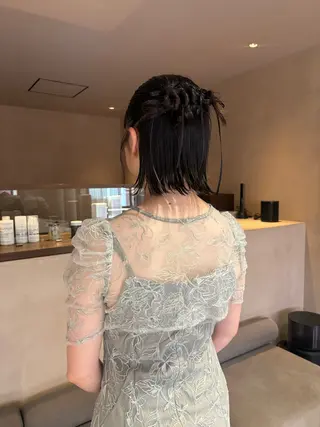 ヘアアレンジ ボブ/ヘアセット 結婚式卒業式アレンジのヘアスタイル
