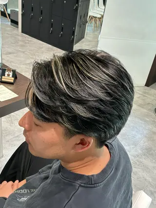 ショート カラー メンズ ✨白髪ぼかし/ ショート✨吉岡 弘のヘアスタイル