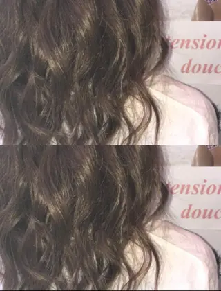 ロング カラー パーマ 大阪レミーエクステ チビ編み込みのヘアスタイル