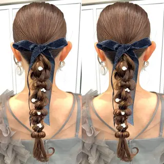 ロング ヘアアレンジ ヘアメ🎀ハイトーン 🩵エクステ🪄しほのヘアスタイル