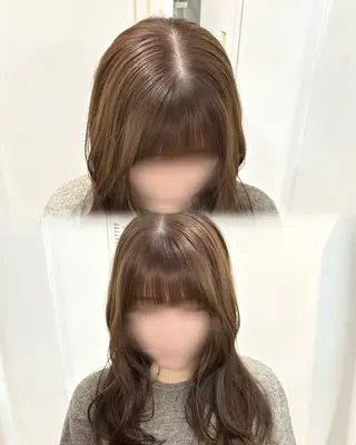 ミディアム カラー mana／オリーブ ／髪質改善／レイヤーのヘアスタイル