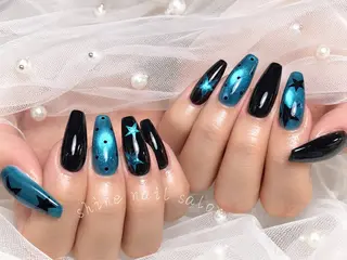 ネイル shineジェル& チップ長さだしのネイルデザイン