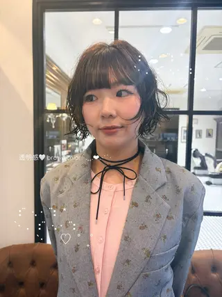 ショート パーマ ボブ&寒色🎐ᩚ 短髪 COCOROのヘアスタイル