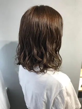 セミロング パーマ ボブパーマコテ巻き風 パーマNo1深江秀平のヘアスタイル