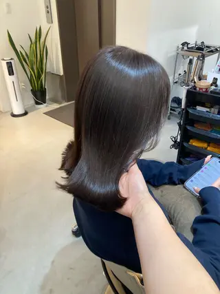 ミディアム ✨色持ちの良い艶 カラー✨蟹江真世のヘアスタイル