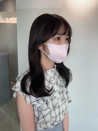 セミロング カラー 新宿♥ハッシュカット 暖色カラー♥Unaのヘアスタイル