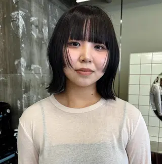 ミディアム カラー パーマ ヘアアレンジ キッズ デザインパーマ メンズカット 郁美のヘアスタイル