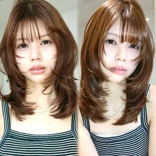 セミロング カラー みずき/透明感カラー 似合わせカットのヘアスタイル