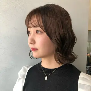 ミディアム パーマ akane/ボブ /ブラウンベージュのヘアスタイル