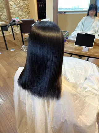 ミディアム 縮毛矯正× 髪質改善カラー|藤田のヘアスタイル