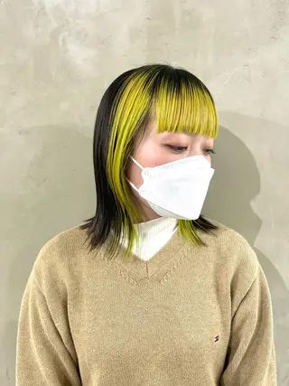 ミディアム カラー ハッシュカット/ハイ トーン/HIROKIのヘアスタイル