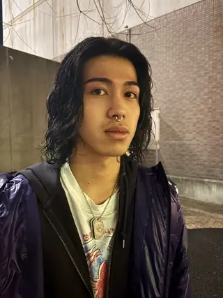 ミディアム メンズ 西宮北口パーマ 鮫島竜海のヘアスタイル