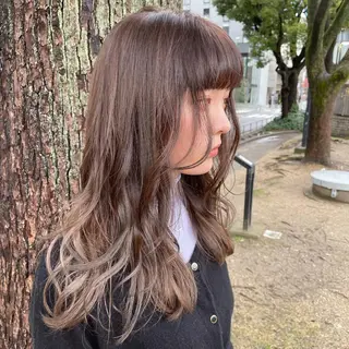 セミロング カラー ヘアアレンジ なつき/艶ピンク/ girly hairのヘアスタイル