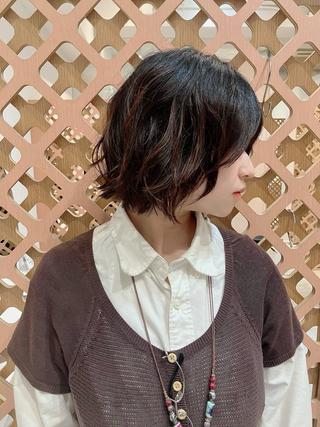 ミディアム パーマ 川間 将彦のヘアスタイル