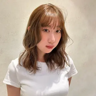 セミロング カラー ベージュ/ブラウン 透明感カラー🍑のヘアスタイル