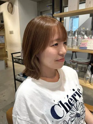 ミディアム カラー ヘアアレンジ 🤍himari🤍 顔まわり×艶髪特化のヘアスタイル