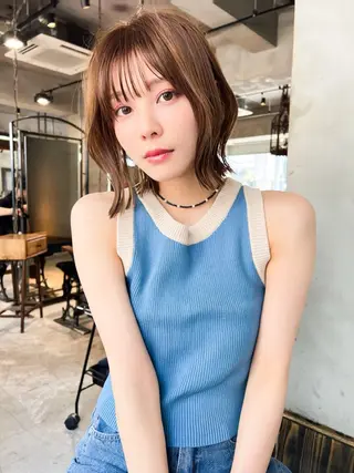 ミディアム カラー 艶髪/韓国ヘア🎀 Kanon︎︎⁺.のヘアスタイル