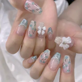 ネイル 渋谷／チップ長さ出し 👑アプレgel-xのネイルデザイン