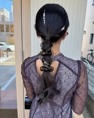 ロング ヘアアレンジ ヘアセット/レイヤー オリーブ/はるかのヘアスタイル