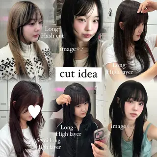 セミロング カラー 抜け感レイヤー︴ ニュアンスカラーのヘアスタイル