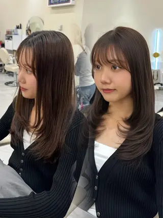 セミロング カラー ヘアアレンジ 髪質改善×レイヤー 🫧松野力也のヘアスタイル