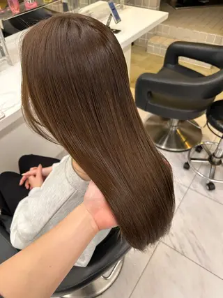 ロング カラー 🥯縮毛/レイヤー/ ベージュヘア🥯のヘアスタイル