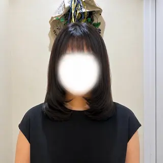ミディアム カラー 艶髪/縮毛矯正/ レイヤー/栄/あやかのヘアスタイル